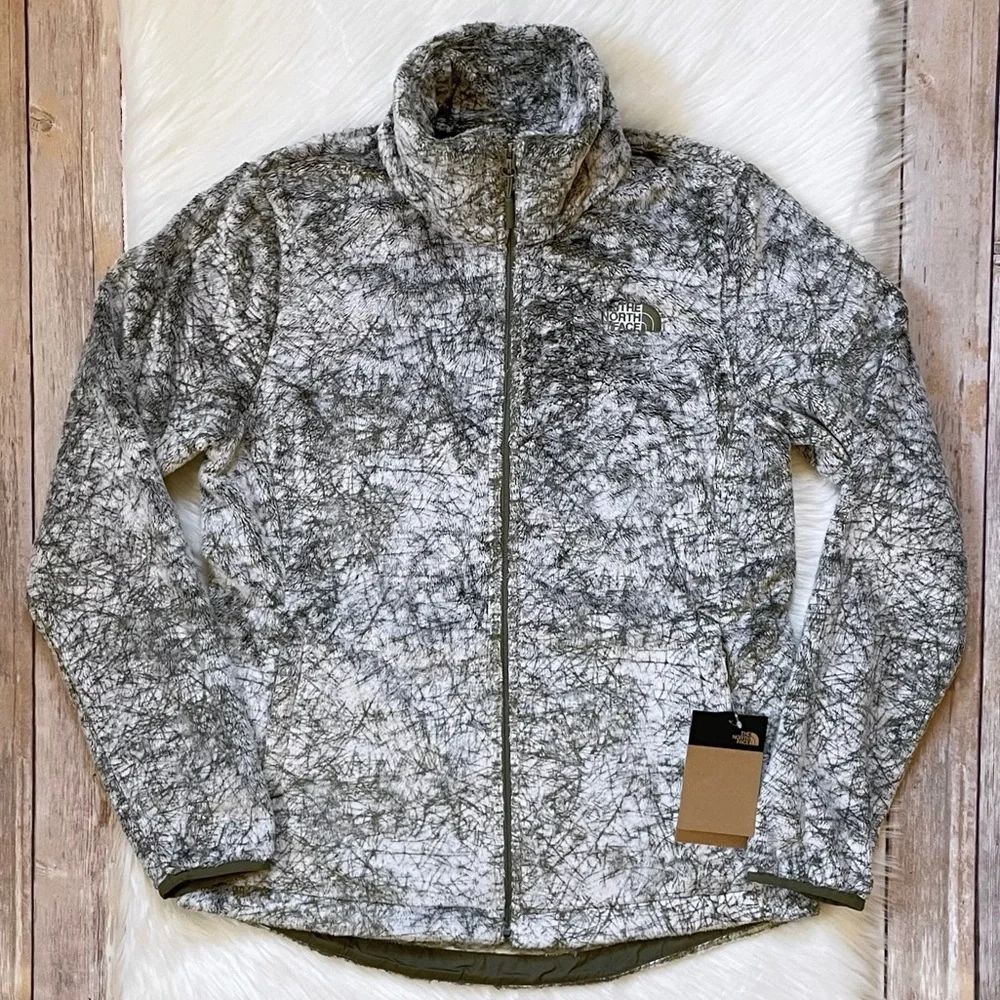 The North Face Women’s Seasonal Osito Full Zip Jacket Burnt Olive Green Marble